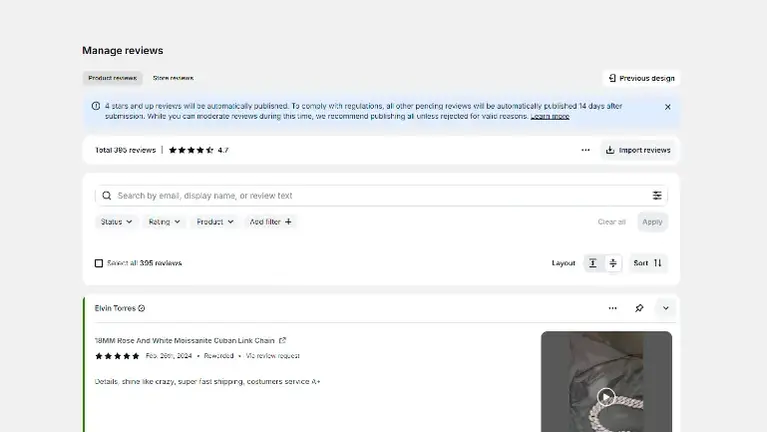 Reviews from customers on the website 