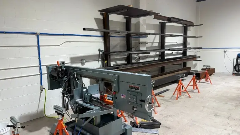 New Ellis 4000 mitering band saw 12x12+ sq tube at 45 degrees New Ellis 4000 mitering band saw 12x12+ sq tube at 45 degrees