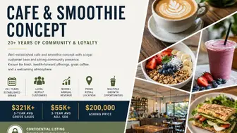 Coastal Café & Smoothie Concept | 20+ Yr Brand | Lifestyle + Growth Up