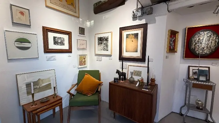 Entryway Midcentury Furnishings and Art