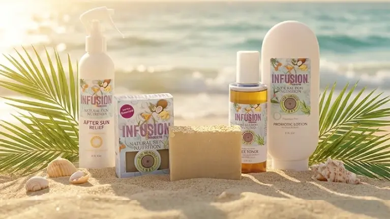 A Group of our products featured for Summer Skincare