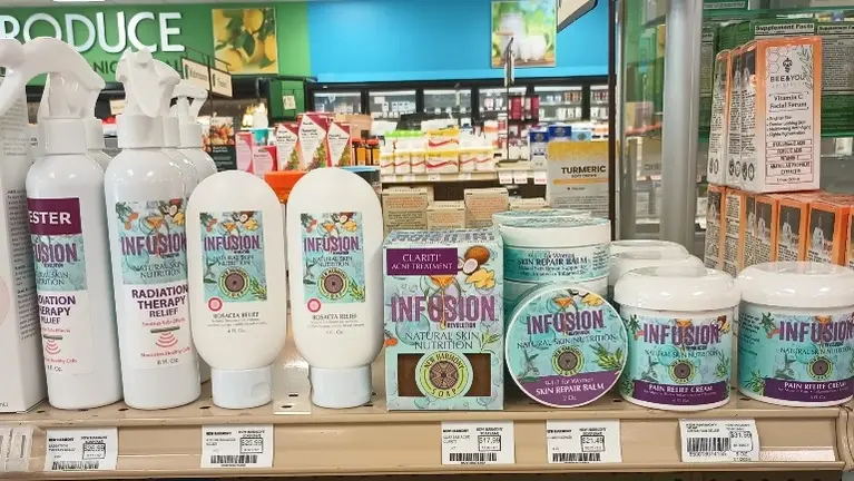 Our products on shelf of popular health food store in Tampa, FL area