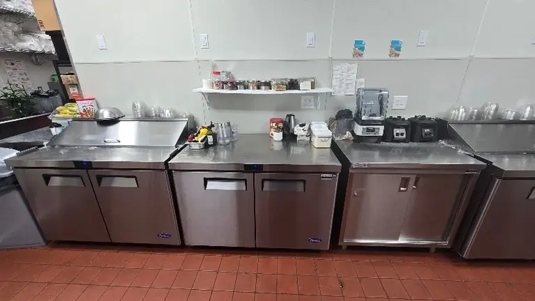 Lots of work space for work, fridge and freezer storage