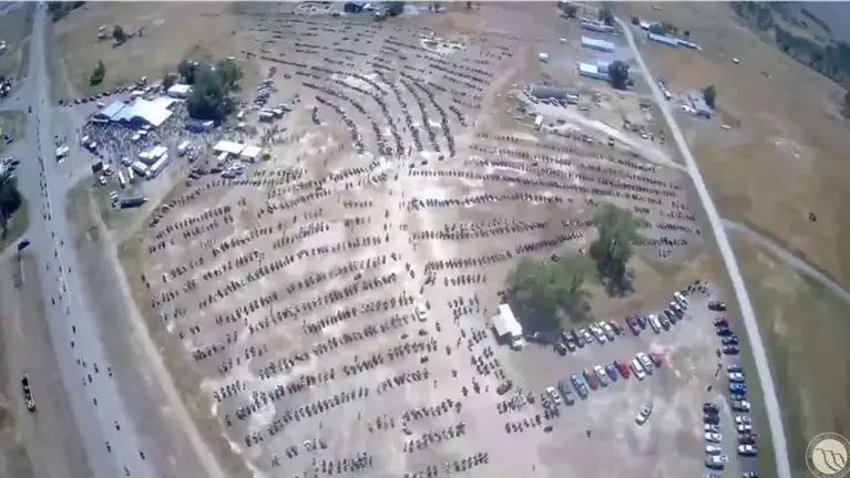 Aerial shot of the packed parking on the 21 acres included.