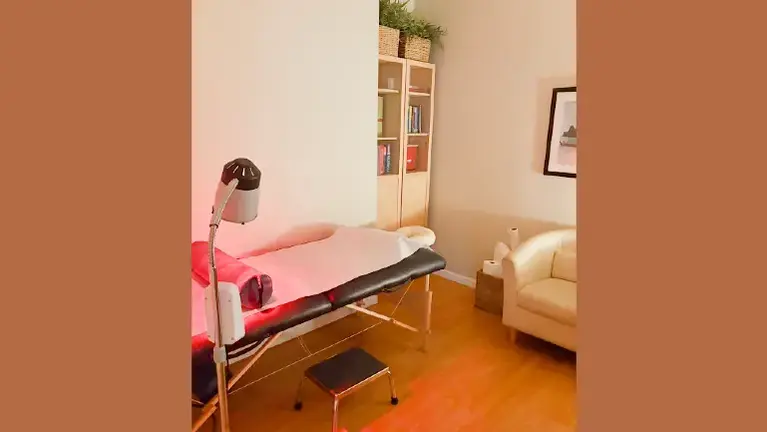 Treatment room with red light Treatment room with red light