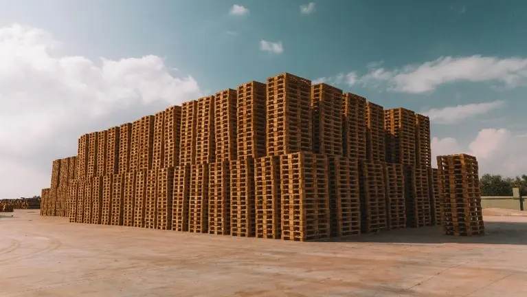 pallets stacked in the yard pallets stacked in the yard