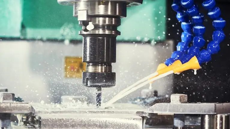 Precision CNC cutting with industrial fluid