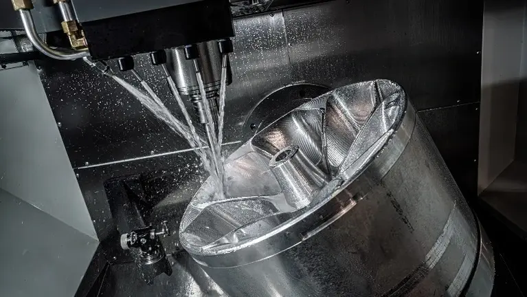 Complex impeller machining with industrial fluid