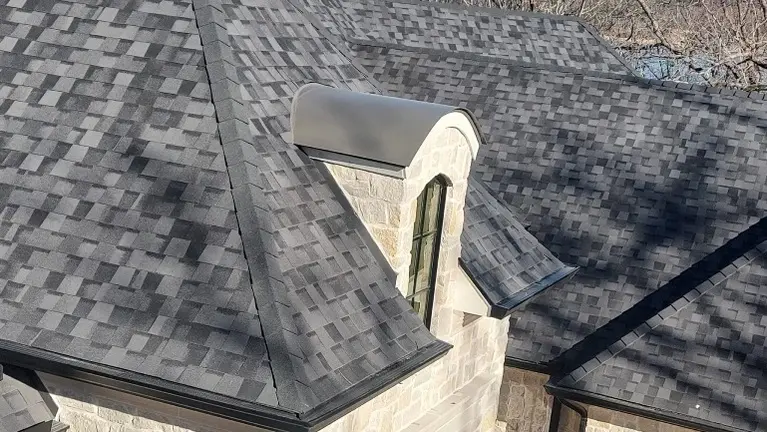 Architectural shingle and specialty roof detail. Architectural shingle and specialty roof detail.