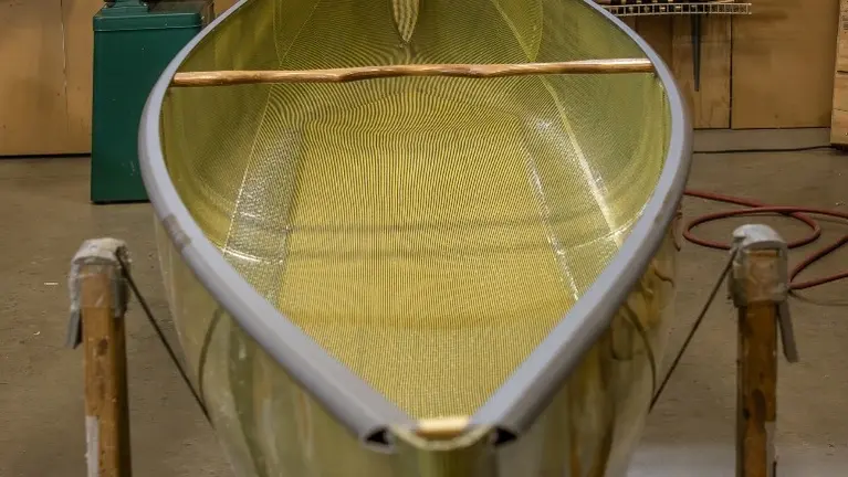 Premium composite canoe construction detail
