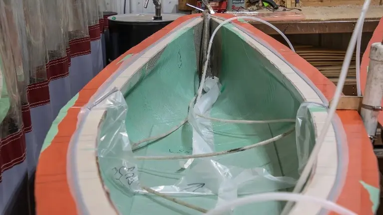 Finished canoe hull and product craftsmanship