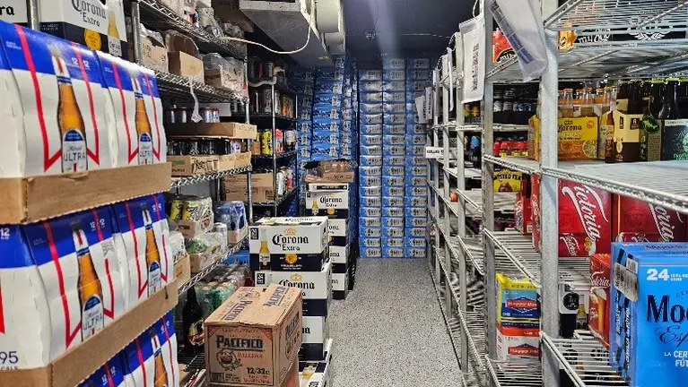 Walkin cooler with inventory . Walkin cooler with inventory .