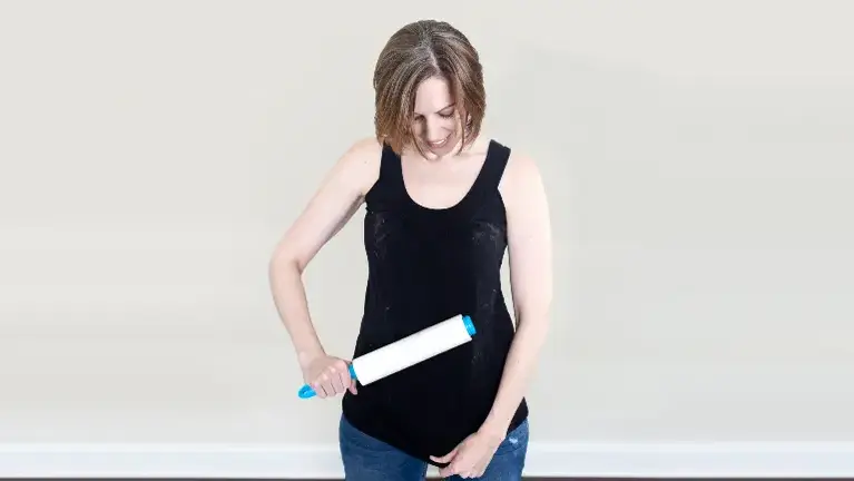 Lint roller in use Lint roller in use