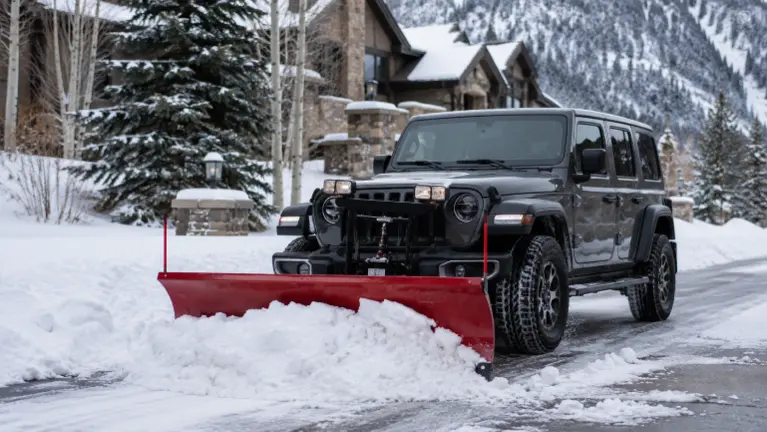 Representative compact plow vehicle used for residential route service. Representative compact plow vehicle used for residential route service.