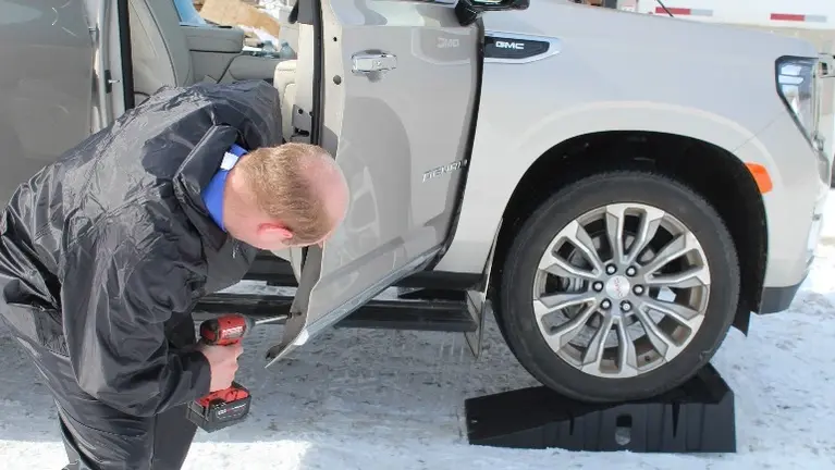 Working on a Clients Truck Working on a Clients Truck