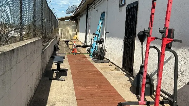 New patio with Strength & Conditioning Area. New patio with Strength & Conditioning Area.